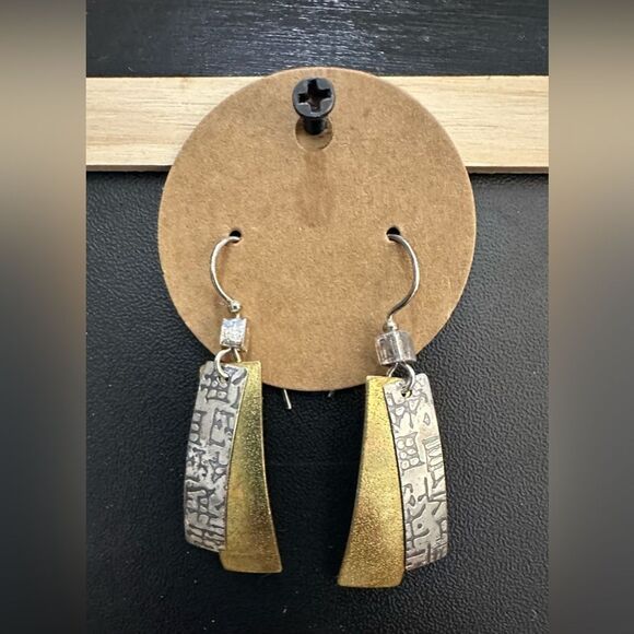 Chic Gold and Silver Dangle Earrings - Picture 1 of 3